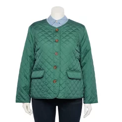 Plus Size Croft & Barrow® Quilted Snap-Front Jacket -Outlet Croft & Barrow Store 5651201 Green