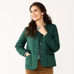Women's Croft & Barrow® Quilted Jacket -Outlet Croft & Barrow Store 5651536 Green