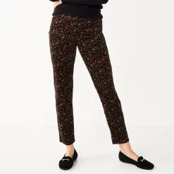 Petite Croft & Barrow® Straight-Leg Corduroy Pants -Outlet Croft & Barrow Store 5653785 Black Paisley