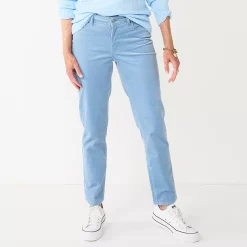 Petite Croft & Barrow® Straight-Leg Corduroy Pants -Outlet Croft & Barrow Store 5653785 Light Blue