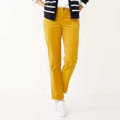 Petite Croft & Barrow® Straight-Leg Corduroy Pants -Outlet Croft & Barrow Store 5653785 Yellow
