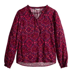 Women's Croft & Barrow® Tiered Textured Blouse -Outlet Croft & Barrow Store 5659396 ALT5