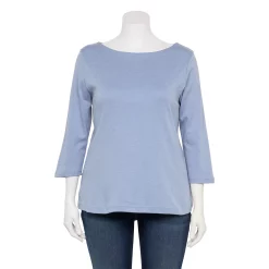 Plus Size Croft & Barrow® Boatneck Tee -Outlet Croft & Barrow Store 5663153 Blue