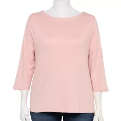 Plus Size Croft & Barrow® Boatneck Tee -Outlet Croft & Barrow Store 5663153 Pink