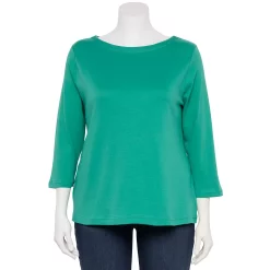 Plus Size Croft & Barrow® Boatneck Tee -Outlet Croft & Barrow Store 5663153 Turquoise Isle