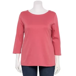 Plus Size Croft & Barrow® Boatneck Tee -Outlet Croft & Barrow Store 5663153 Watermelon Soda