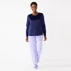 Petite Croft & Barrow® Long Sleeve Pajama Top & Pajama Pants Sleep Set