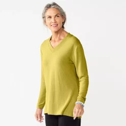 Women's Croft & Barrow® V-Neck Tunic Top -Outlet Croft & Barrow Store 5666695 Golden Olive