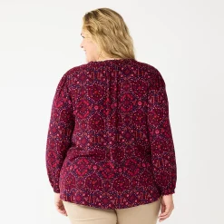 Plus Size Croft & Barrow® Tiered Textured Blouse -Outlet Croft & Barrow Store 5666761 ALT