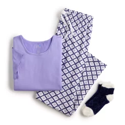 Women's Croft & Barrow® Short Sleeve Pajama Top & Pajama Pants Sleep Set -Outlet Croft & Barrow Store 5666788 ALT5
