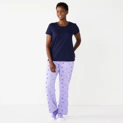 Women's Croft & Barrow® Short Sleeve Pajama Top & Pajama Pants Sleep Set -Outlet Croft & Barrow Store 5666788 Purple Stars