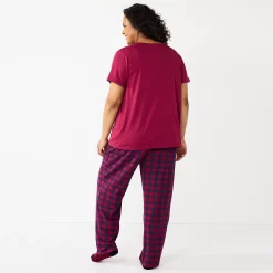 Plus Size Croft & Barrow® Short Sleeve Pajama Top & Pajama Pants Sleep Set -Outlet Croft & Barrow Store 5666789 ALT
