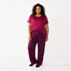 Plus Size Croft & Barrow® Short Sleeve Pajama Top & Pajama Pants Sleep Set -Outlet Croft & Barrow Store 5666789 ALT2