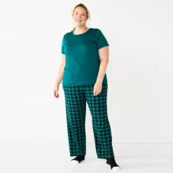 Plus Size Croft & Barrow® Short Sleeve Pajama Top & Pajama Pants Sleep Set