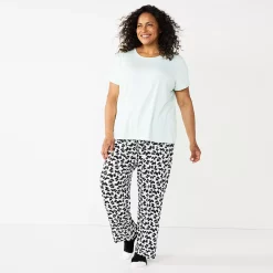Plus Size Croft & Barrow® Short Sleeve Pajama Top & Pajama Pants Sleep Set -Outlet Croft & Barrow Store 5666789 White Scottie