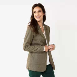 Women's Croft & Barrow® Comfort Stretch Blazer -Outlet Croft & Barrow Store 5667838 Brown Herringbone