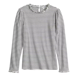 Women's Croft & Barrow® Long Sleeve Ruffle Neck Top -Outlet Croft & Barrow Store 5670499 ALT5