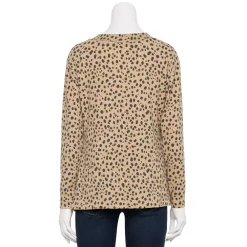 Petite Croft & Barrow® V-Neck Long Sleeve Top -Outlet Croft & Barrow Store 5676626 ALT