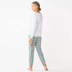 Women's Croft & Barrow® Long Sleeve Pajama Top & Pajama Pants Sleep Set -Outlet Croft & Barrow Store 5677582 ALT
