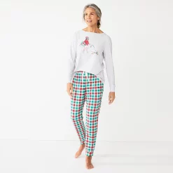 Women's Croft & Barrow® Long Sleeve Pajama Top & Pajama Pants Sleep Set -Outlet Croft & Barrow Store 5677582 ALT2