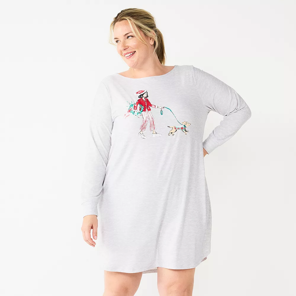 Plus Size Croft & Barrow® Long Sleeve Cozy Sleepshirt 3 Plus Size Croft & Barrow® Long Sleeve Cozy Sleepshirt - Image 3
