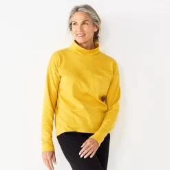 Women's Croft & Barrow® Mockneck Sweatshirt -Outlet Croft & Barrow Store 5685918 Golden Spice