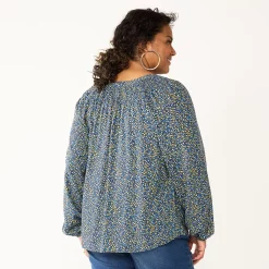 Plus Size Croft & Barrow® Smocked Peasant Top -Outlet Croft & Barrow Store 5687783 ALT