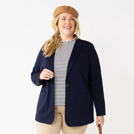 Plus Size Croft & Barrow® Comfort Stretch Blazer -Outlet Croft & Barrow Store 5688015 Navy