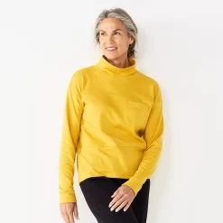Petite Croft & Barrow® Long Sleeve Mockneck Sweatshirt -Outlet Croft & Barrow Store 5696656 Golden Spice
