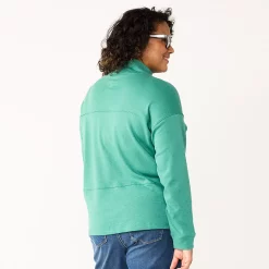 Plus Size Croft & Barrow® Long Sleeve Mockneck Pocket Sweatshirt -Outlet Croft & Barrow Store 5696662 ALT