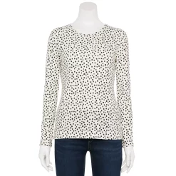 Petite Croft & Barrow® Long Sleeve Crewneck Top