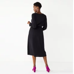 Women's Croft & Barrow® Midi Smocked Waist Dress -Outlet Croft & Barrow Store 5701507 ALT