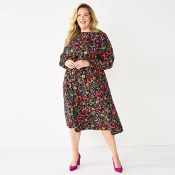 Plus Size Croft & Barrow® Midi Smocked Waist Dress -Outlet Croft & Barrow Store 5702758 Jolly Paisley