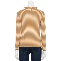 Petite Croft & Barrow® Ruffle Neck Puff Sleeve Top -Outlet Croft & Barrow Store 5703021 ALT