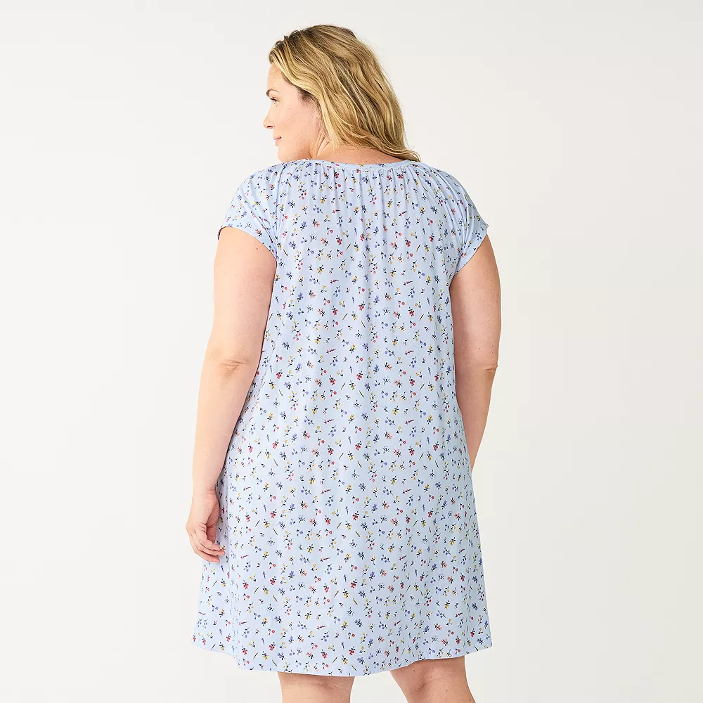 Plus Size Croft & Barrow® Short Sleeve Cotton Nightgown 7 Plus Size Croft & Barrow® Short Sleeve Cotton Nightgown - Image 7