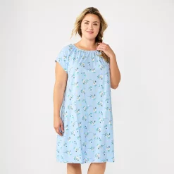 Plus Size Croft & Barrow® Short Sleeve Cotton Nightgown 11 Plus Size Croft & Barrow® Short Sleeve Cotton Nightgown -Outlet Croft & Barrow Store 5708275 Blue Flowers