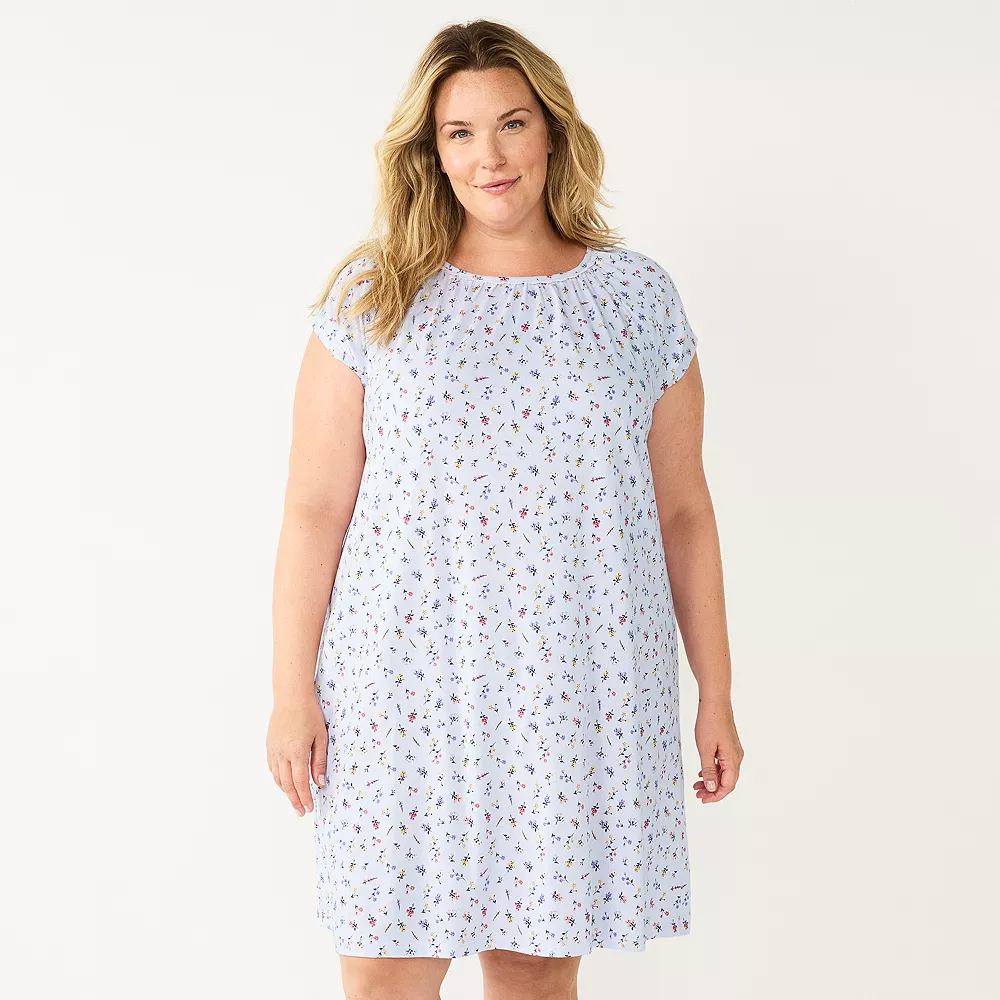 Plus Size Croft & Barrow® Short Sleeve Cotton Nightgown 2 Plus Size Croft & Barrow® Short Sleeve Cotton Nightgown - Image 2