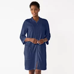 Women's Croft & Barrow® Quilted Zipper Duster -Outlet Croft & Barrow Store 5715003 Navy