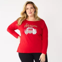 Plus Size Croft & Barrow® Holiday Motif Graphic Tee -Outlet Croft & Barrow Store 5726116 Hot Cocoa Season
