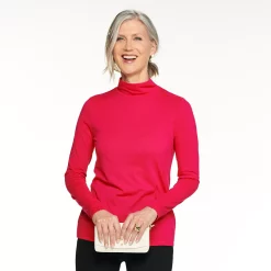 Petite Croft & Barrow® Long Sleeve Mockneck Top -Outlet Croft & Barrow Store 5726930 Red Silk