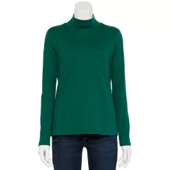 Petite Croft & Barrow® Long Sleeve Mockneck Top -Outlet Croft & Barrow Store 5726930 Woodland Green