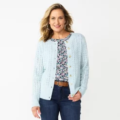 Women's Croft & Barrow® Crewneck Cardigan -Outlet Croft & Barrow Store 5764857 Blue