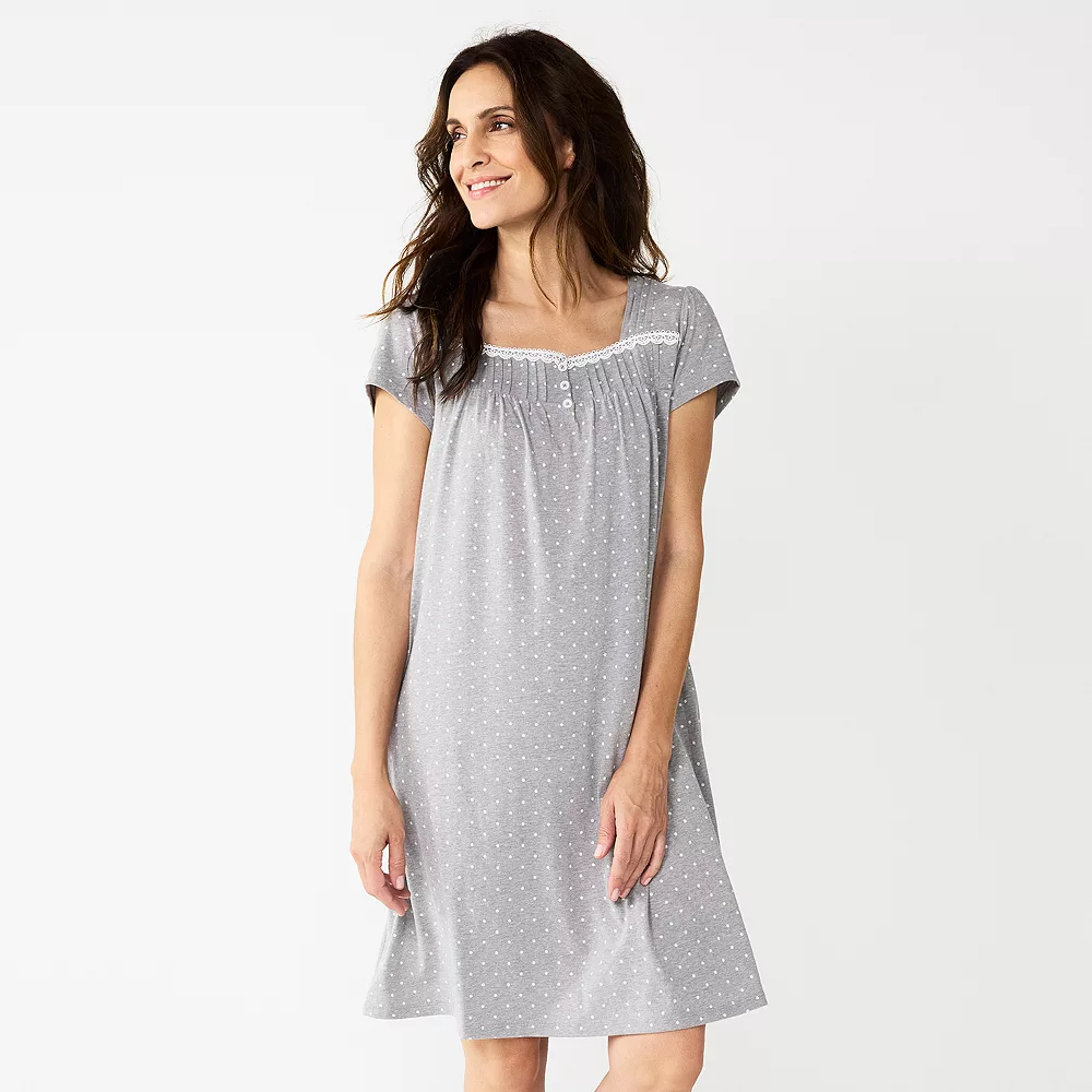 Petite Croft & Barrow® Short Sleeve Knit Nightgown 2 Petite Croft & Barrow® Short Sleeve Knit Nightgown - Image 2