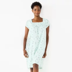 Women's Croft & Barrow® Short Sleeve Knit Nightgown -Outlet Croft & Barrow Store 5773731 Mint Butterfly
