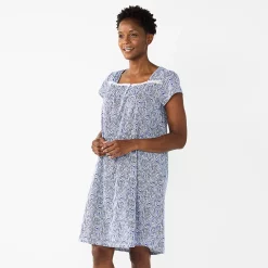 Women's Croft & Barrow® Short Sleeve Knit Nightgown -Outlet Croft & Barrow Store 5773731 Navy Shells
