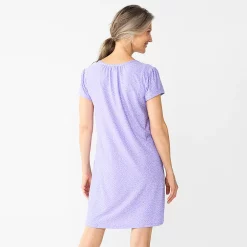 Women's Croft & Barrow® Short Sleeve Henley Short Sleeve Nightgown 9 Women's Croft & Barrow® Short Sleeve Henley Short Sleeve Nightgown -Outlet Croft & Barrow Store 5774133 ALT