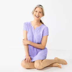 Women's Croft & Barrow® Short Sleeve Henley Short Sleeve Nightgown 10 Women's Croft & Barrow® Short Sleeve Henley Short Sleeve Nightgown -Outlet Croft & Barrow Store 5774133 ALT2