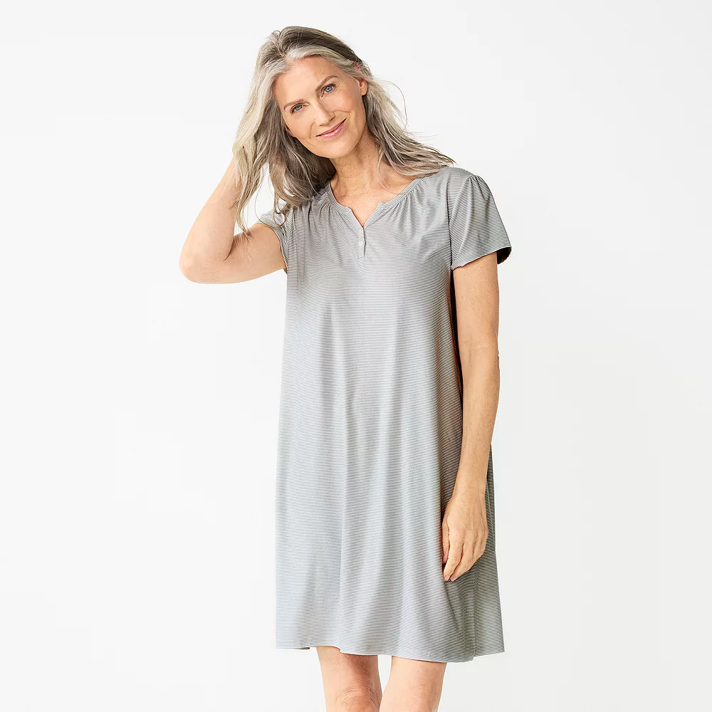 Women's Croft & Barrow® Short Sleeve Henley Short Sleeve Nightgown 1 Women's Croft & Barrow® Short Sleeve Henley Short Sleeve Nightgown