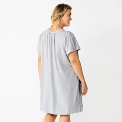 Plus Size Croft & Barrow® Short Sleeve Henley Short Sleeve Nightgown -Outlet Croft & Barrow Store 5774134 ALT