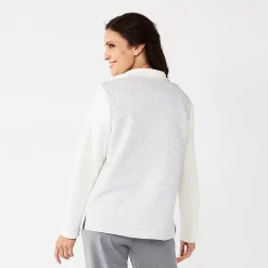 Women's Croft & Barrow® Quilted Quarter-Zip Top -Outlet Croft & Barrow Store 5775880 ALT